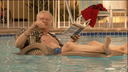 old man chilling at pool